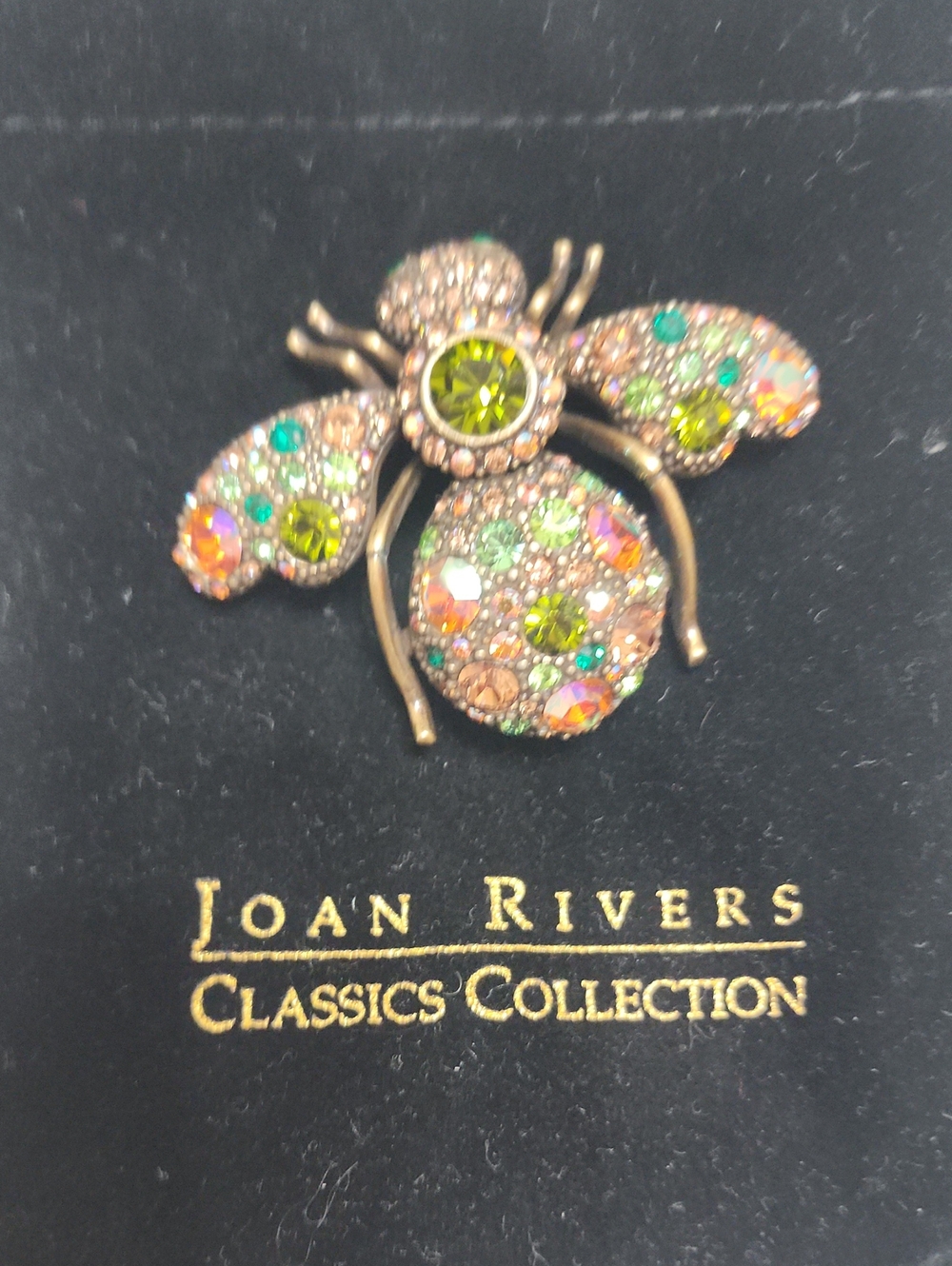 Joan Rivers Green and Multi Crystal Bee Brooch - Classics Collection